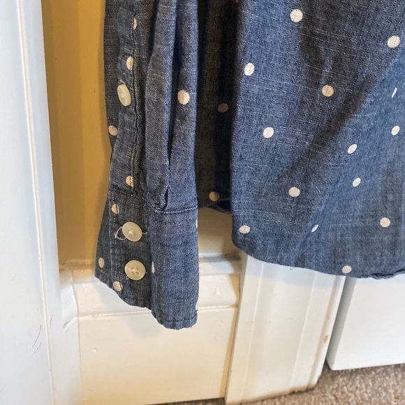 J Crew Factory Polka Dot Chambray Button Down Shirt - Picture 4 of 4